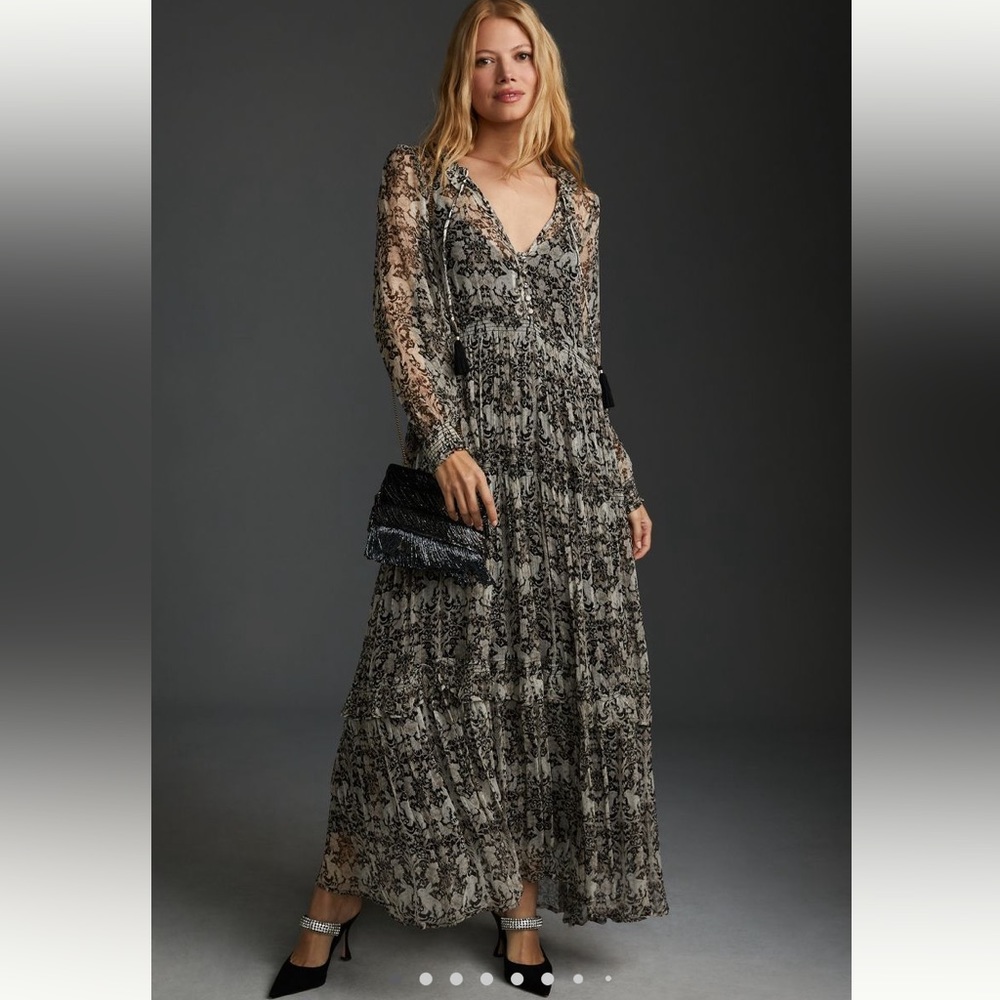 Anthropologie The Marais Printed Chiffon Maxi Dress. Size XS.